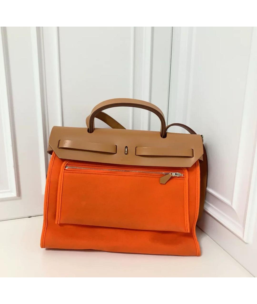 HERMES Оранжевая сумка с короткими ручками, фото 3