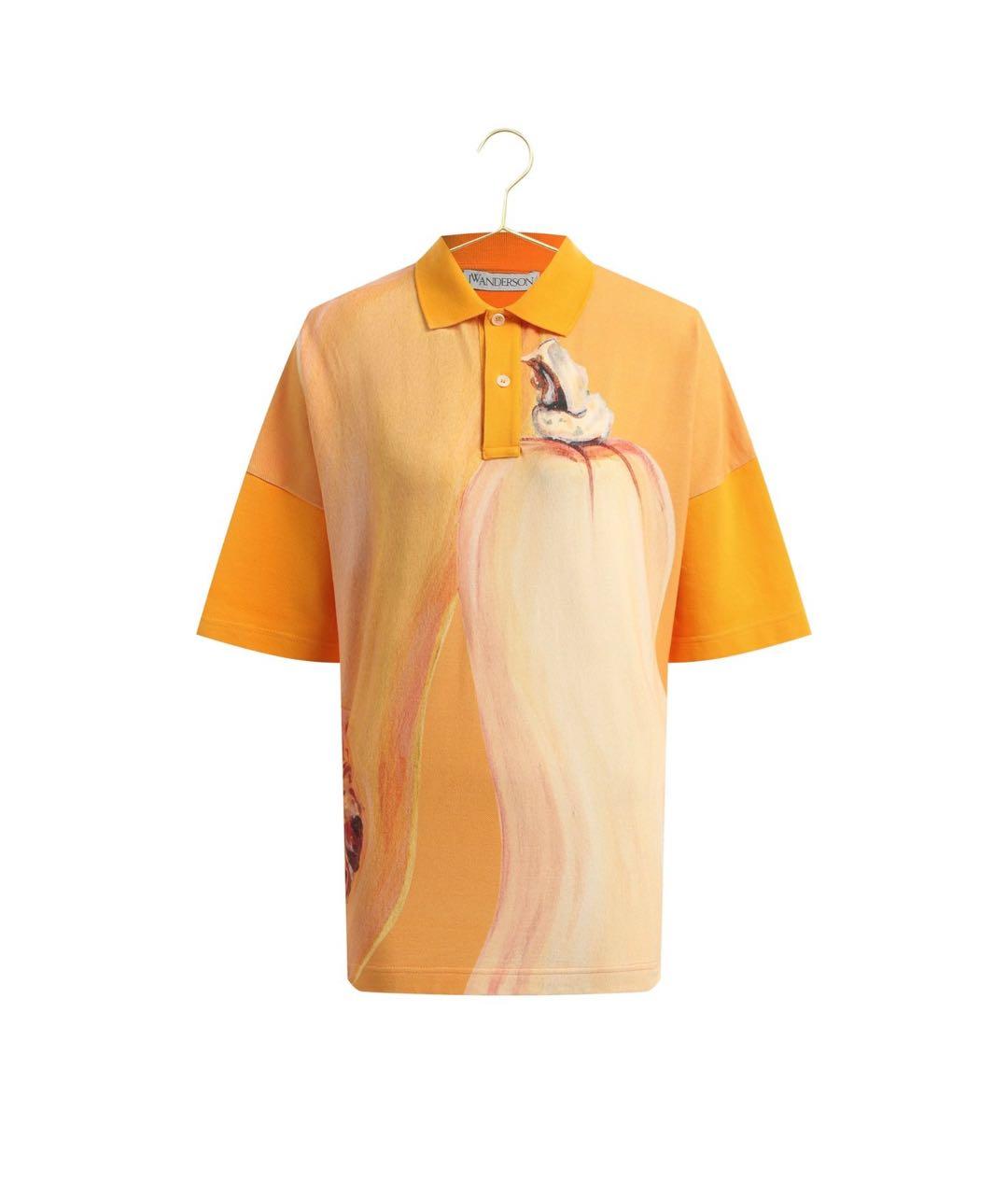 J.W.ANDERSON Оранжевая хлопковая футболка, фото 4