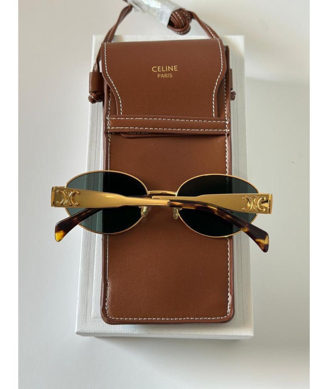 CELINE Золотые металлические солнцезащитные очки, фото 5