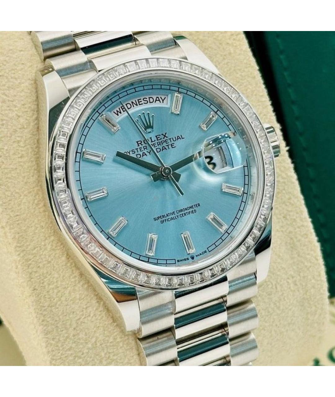 ROLEX Бирюзовые платиновые часы, фото 4