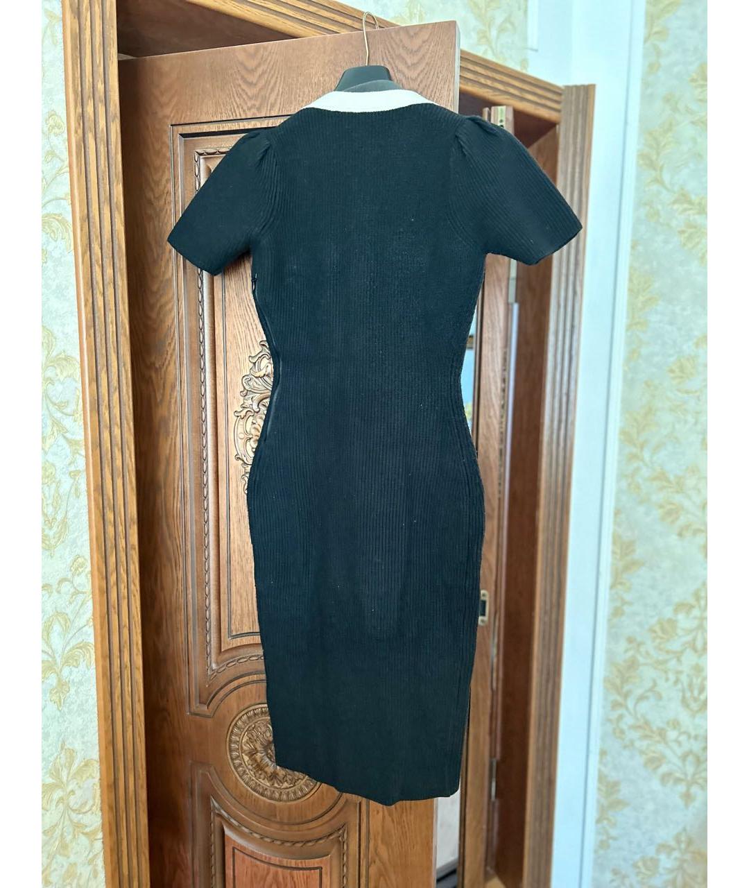 ELISABETTA FRANCHI Черное шерстяное повседневное платье, фото 3