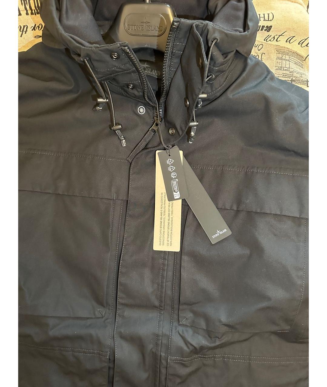 STONE ISLAND Черная хлопковая куртка, фото 3