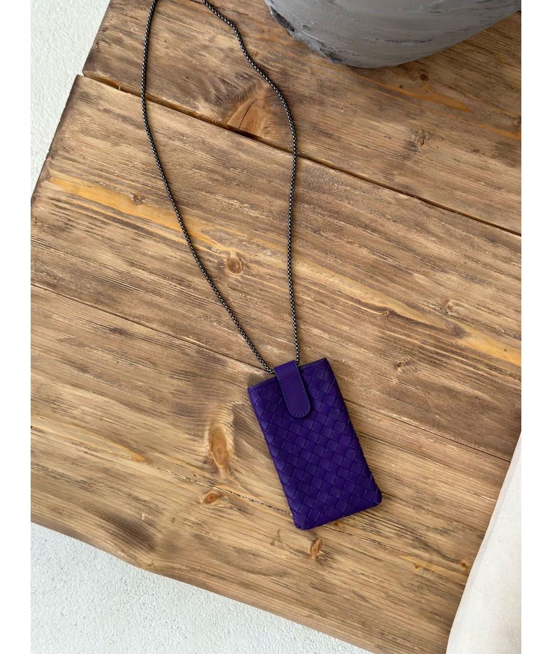 BOTTEGA VENETA Фиолетовый кожаный кардхолдер, фото 2
