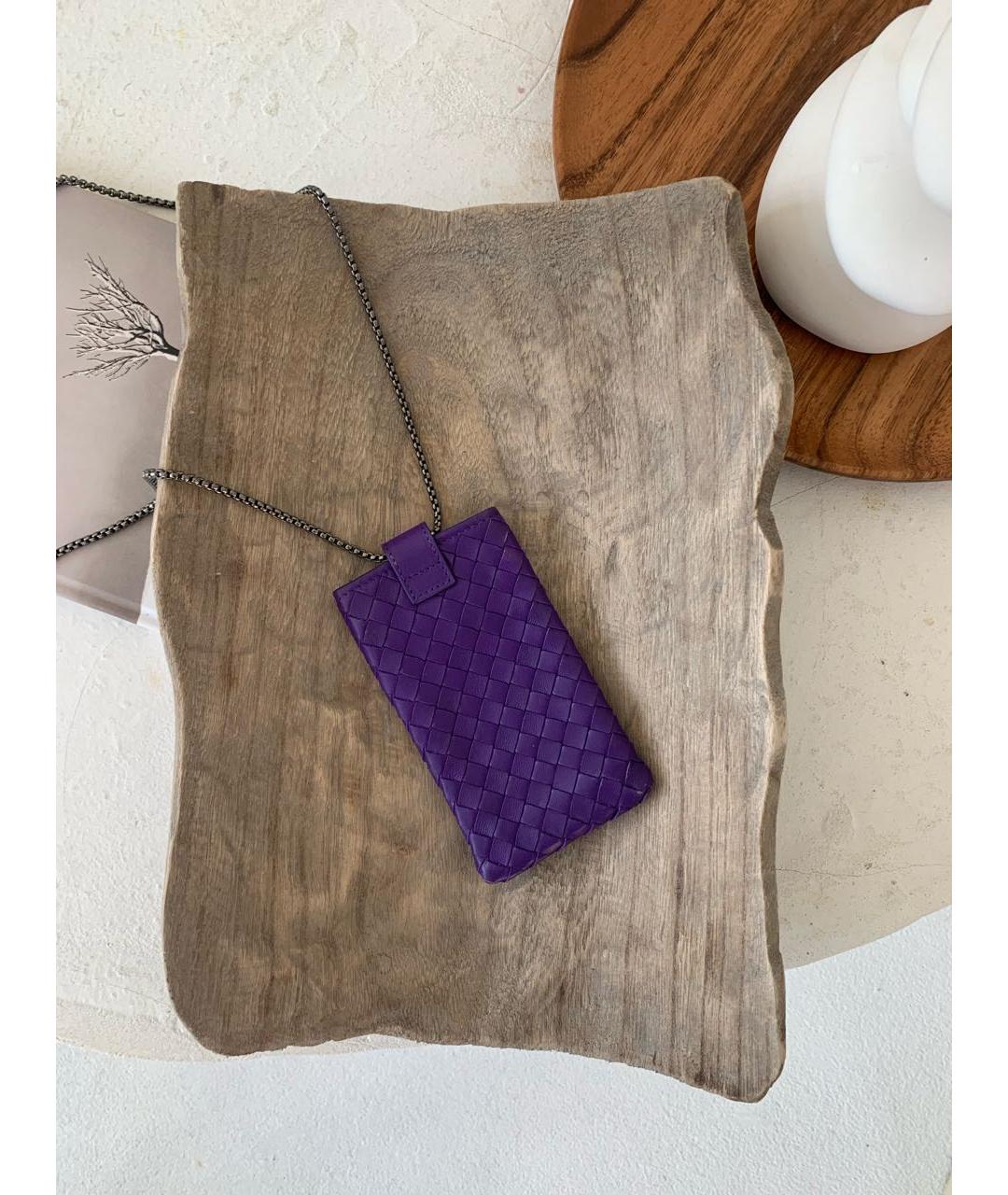 BOTTEGA VENETA Фиолетовый кожаный кардхолдер, фото 4
