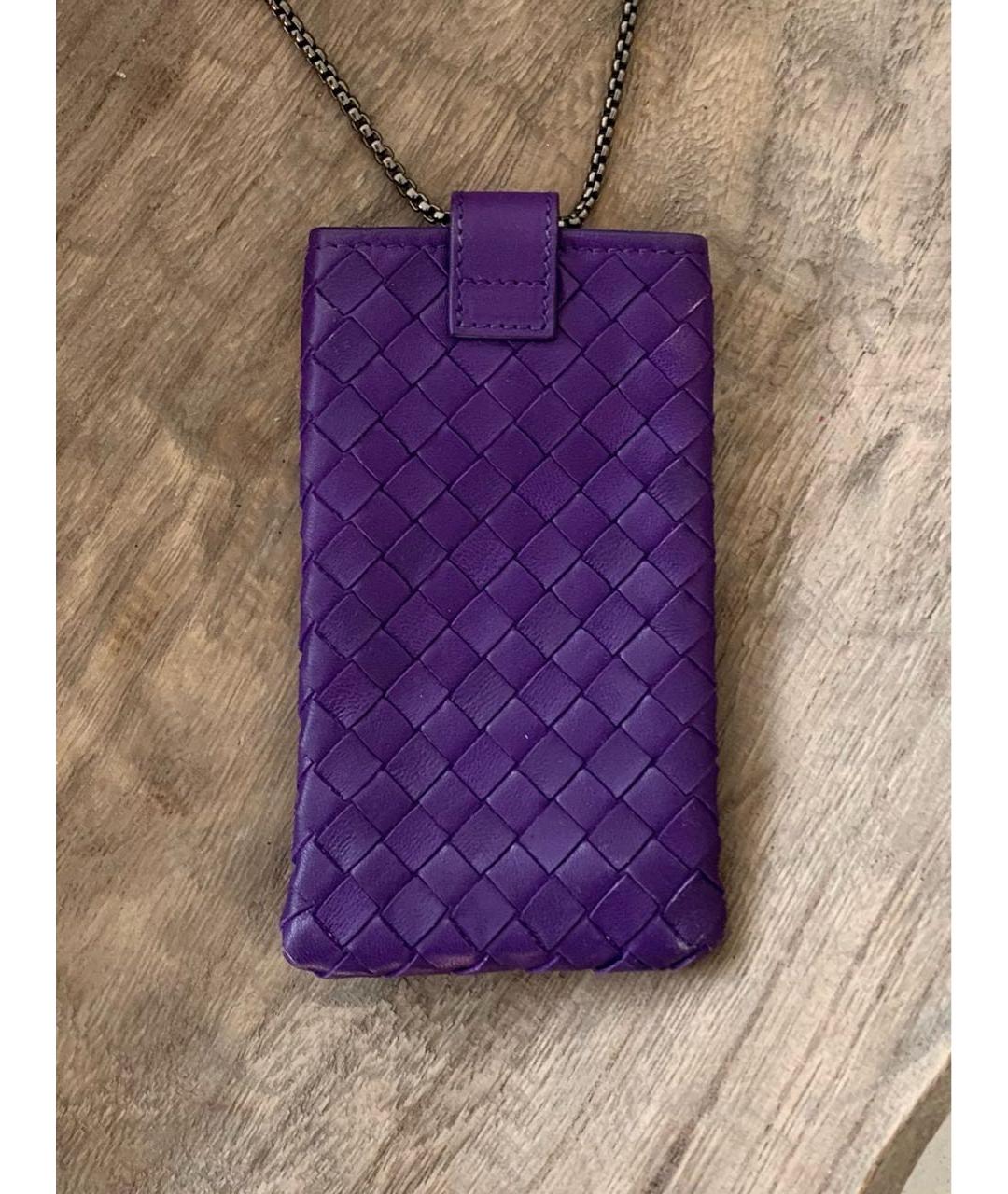 BOTTEGA VENETA Фиолетовый кожаный кардхолдер, фото 6