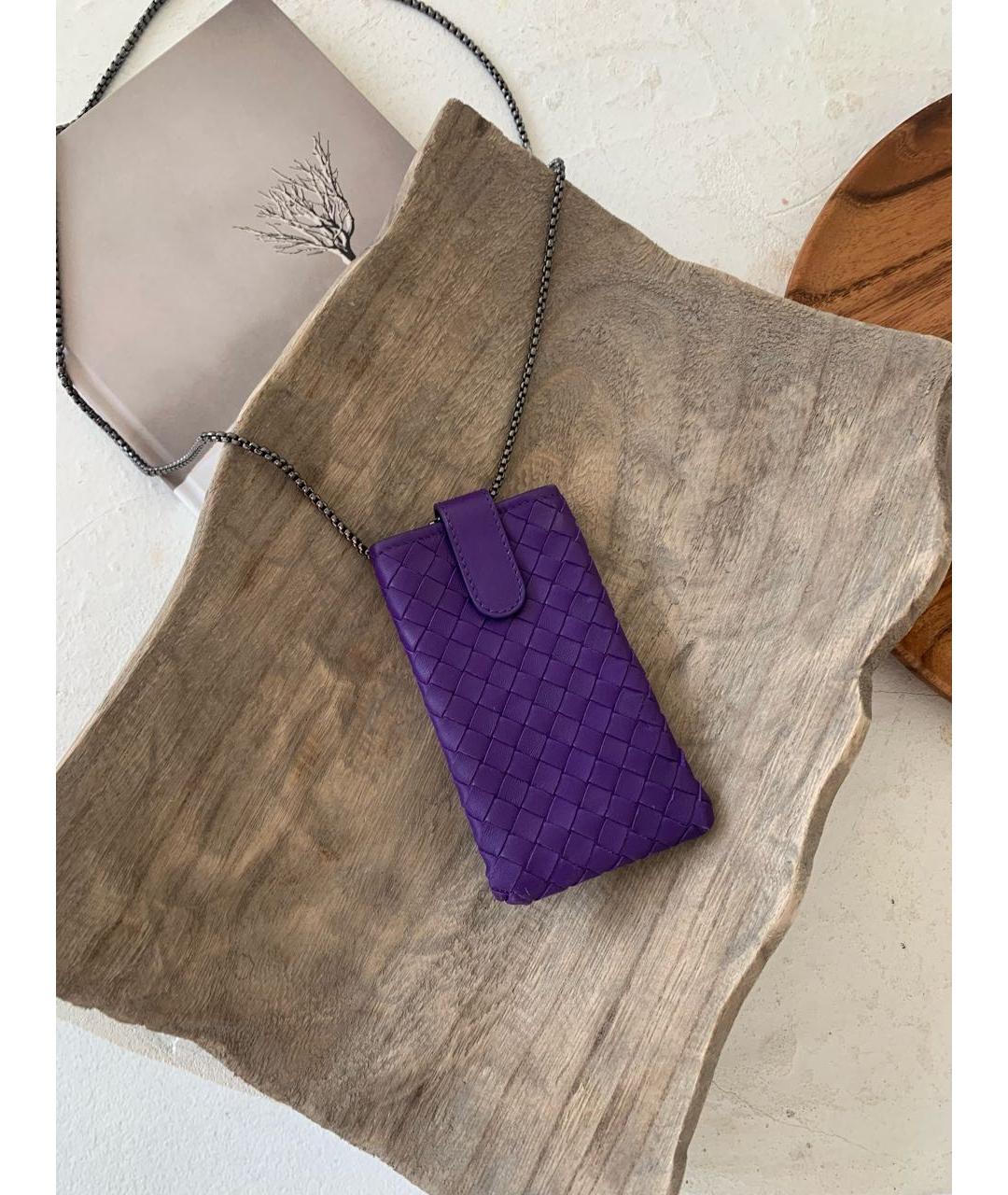 BOTTEGA VENETA Фиолетовый кожаный кардхолдер, фото 3
