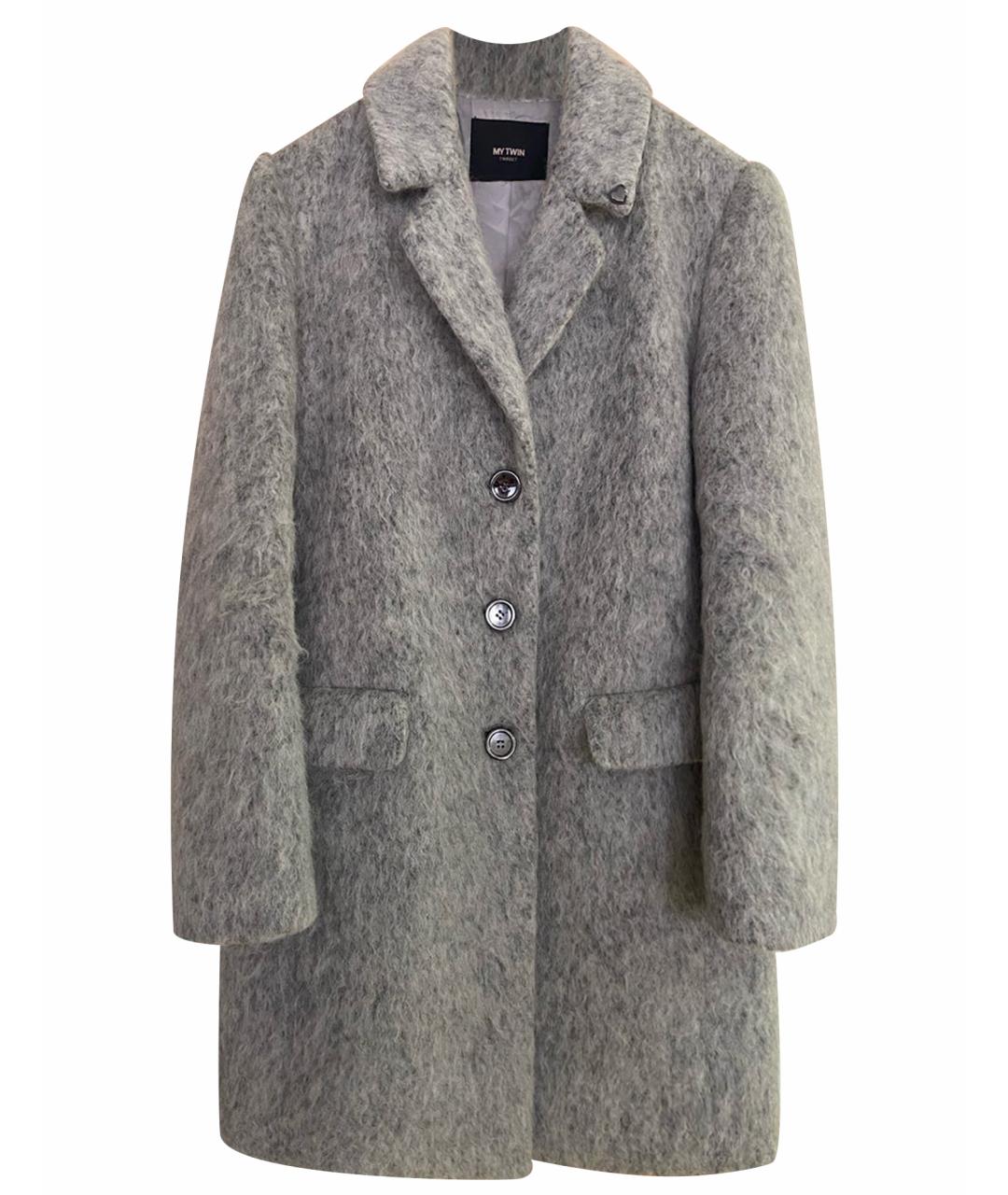 TWIN-SET Серое шерстяное пальто, фото 1