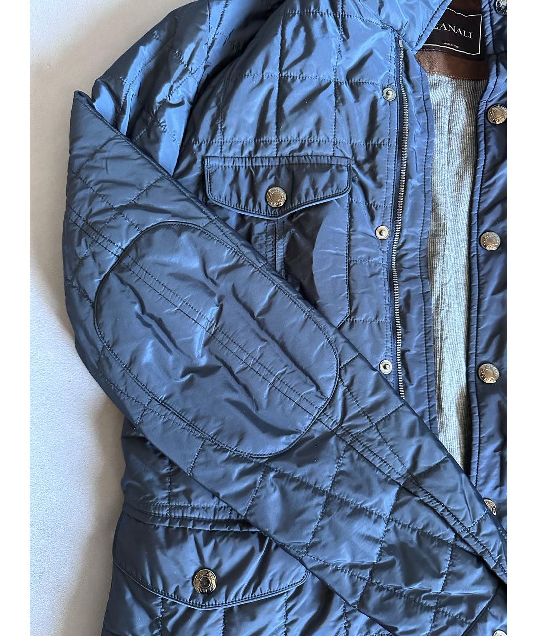 CANALI Темно-синяя полиэстеровая куртка, фото 4