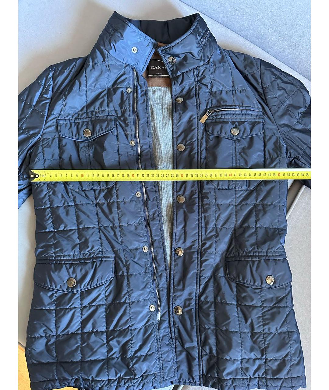 CANALI Темно-синяя полиэстеровая куртка, фото 7