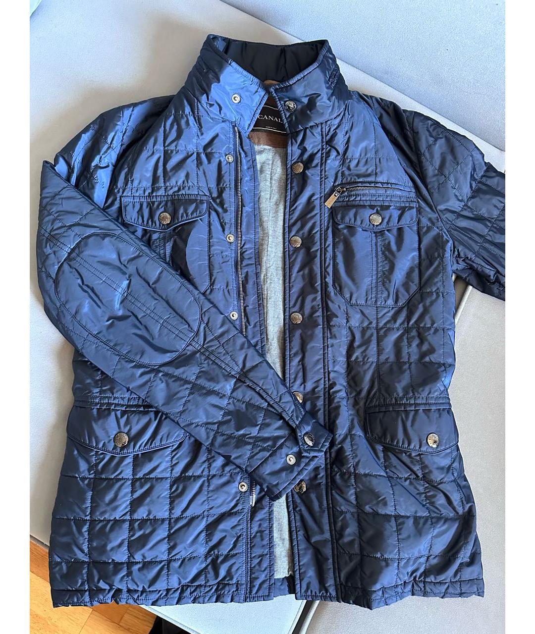 CANALI Темно-синяя полиэстеровая куртка, фото 9