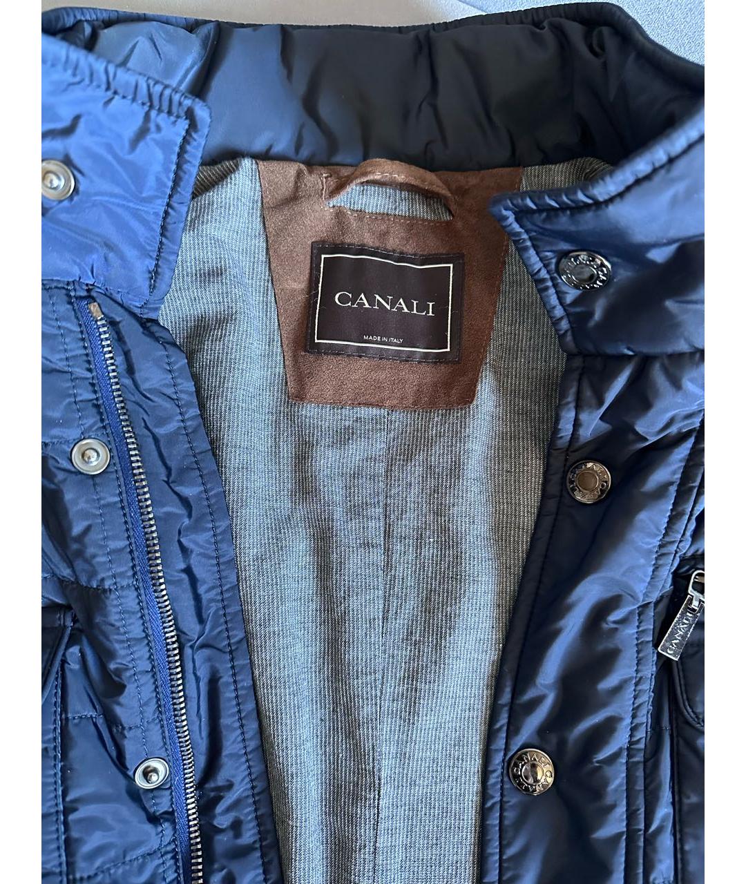 CANALI Темно-синяя полиэстеровая куртка, фото 3