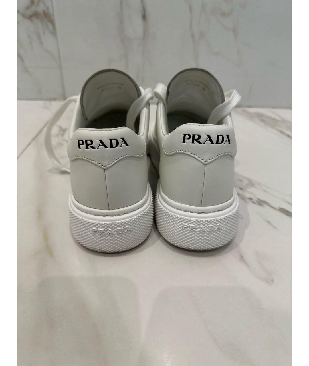 PRADA Белые кожаные кеды, фото 4