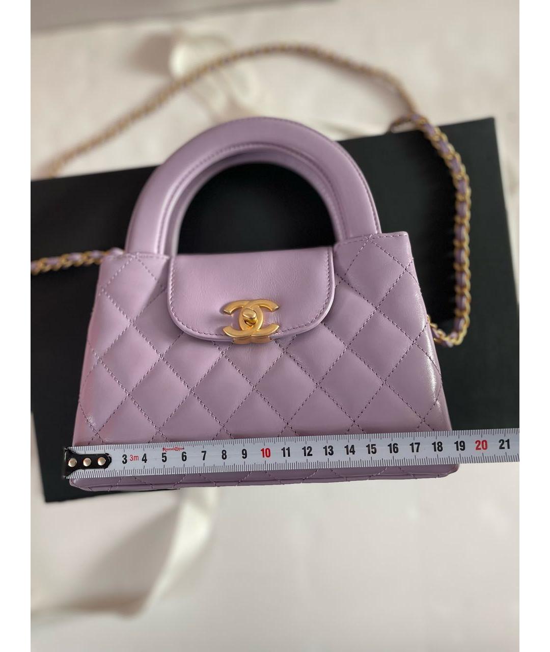 CHANEL Фиолетовая кожаная сумка с короткими ручками, фото 5
