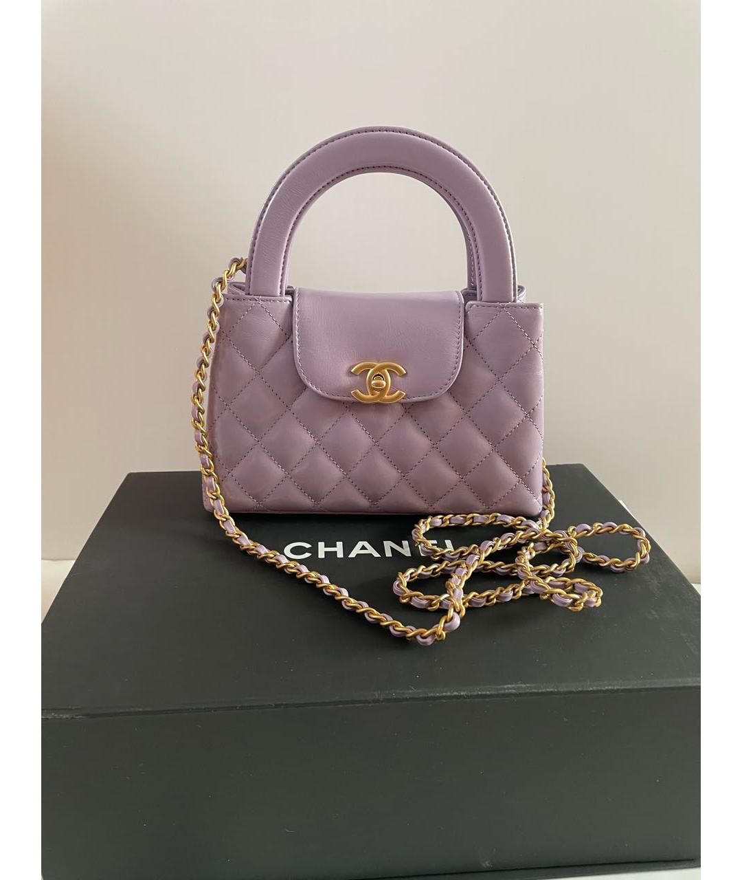 CHANEL Фиолетовая кожаная сумка с короткими ручками, фото 8