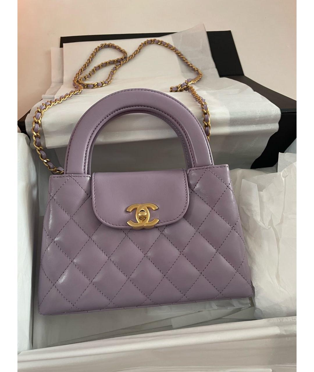 CHANEL Фиолетовая кожаная сумка с короткими ручками, фото 2