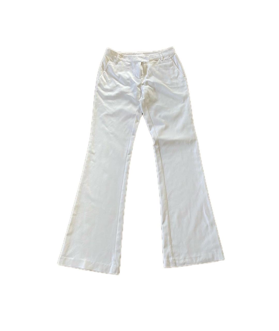 FRANKIE MORELLO Белые хлопко-эластановые прямые брюки, фото 1