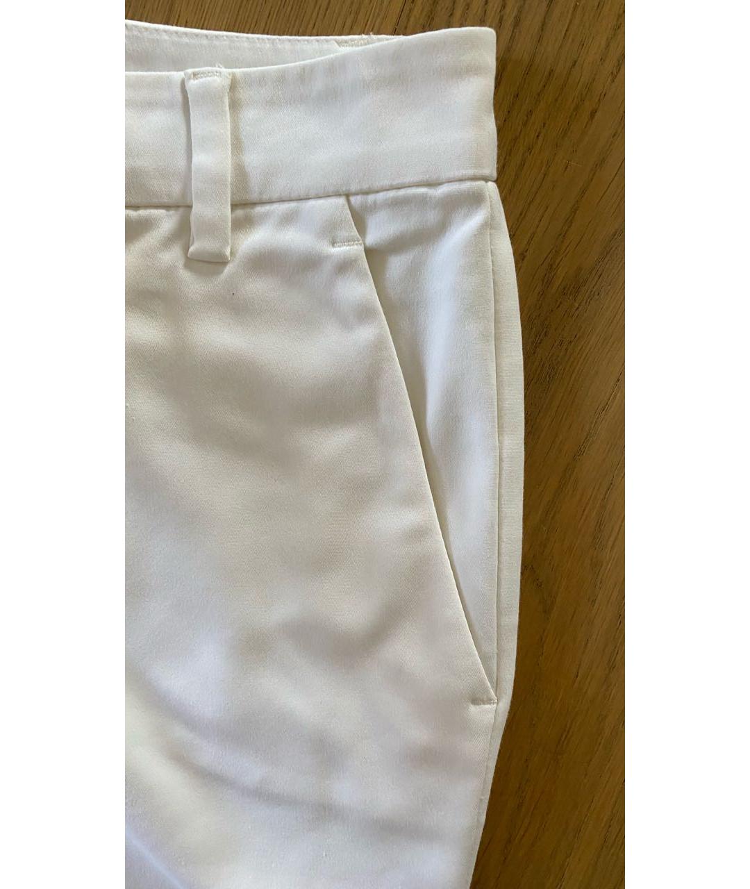 FRANKIE MORELLO Белые хлопко-эластановые прямые брюки, фото 3