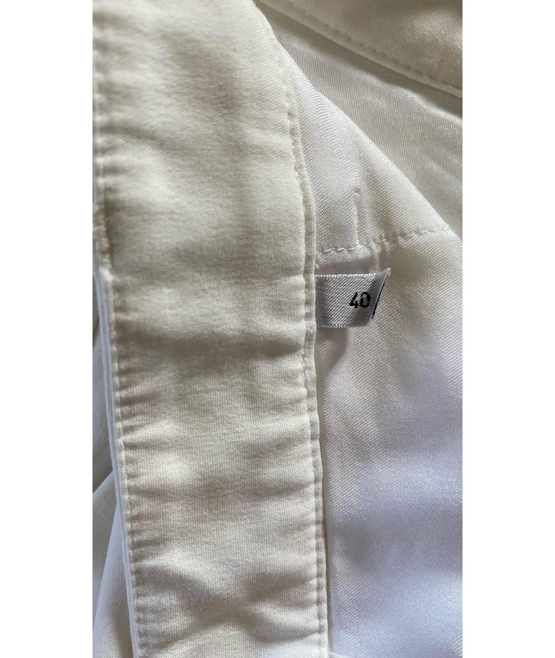 FRANKIE MORELLO Белые хлопко-эластановые прямые брюки, фото 5