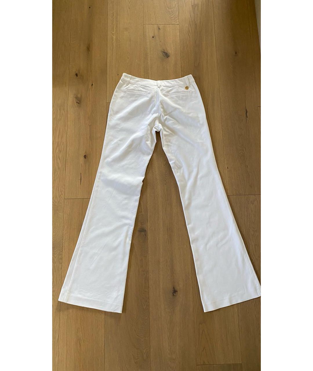 FRANKIE MORELLO Белые хлопко-эластановые прямые брюки, фото 2