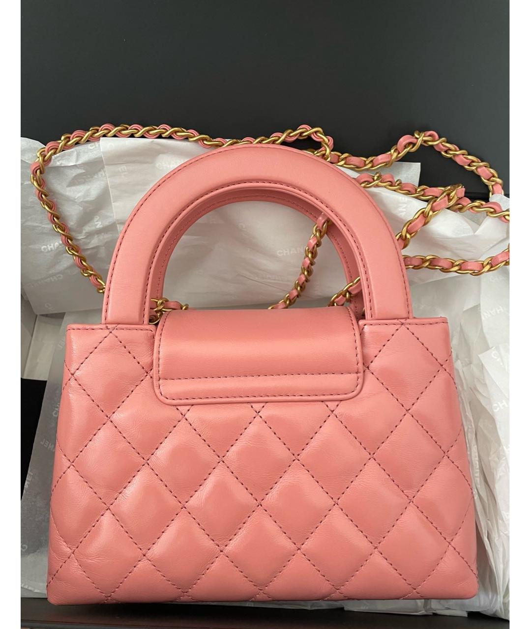CHANEL Розовая кожаная сумка с короткими ручками, фото 2