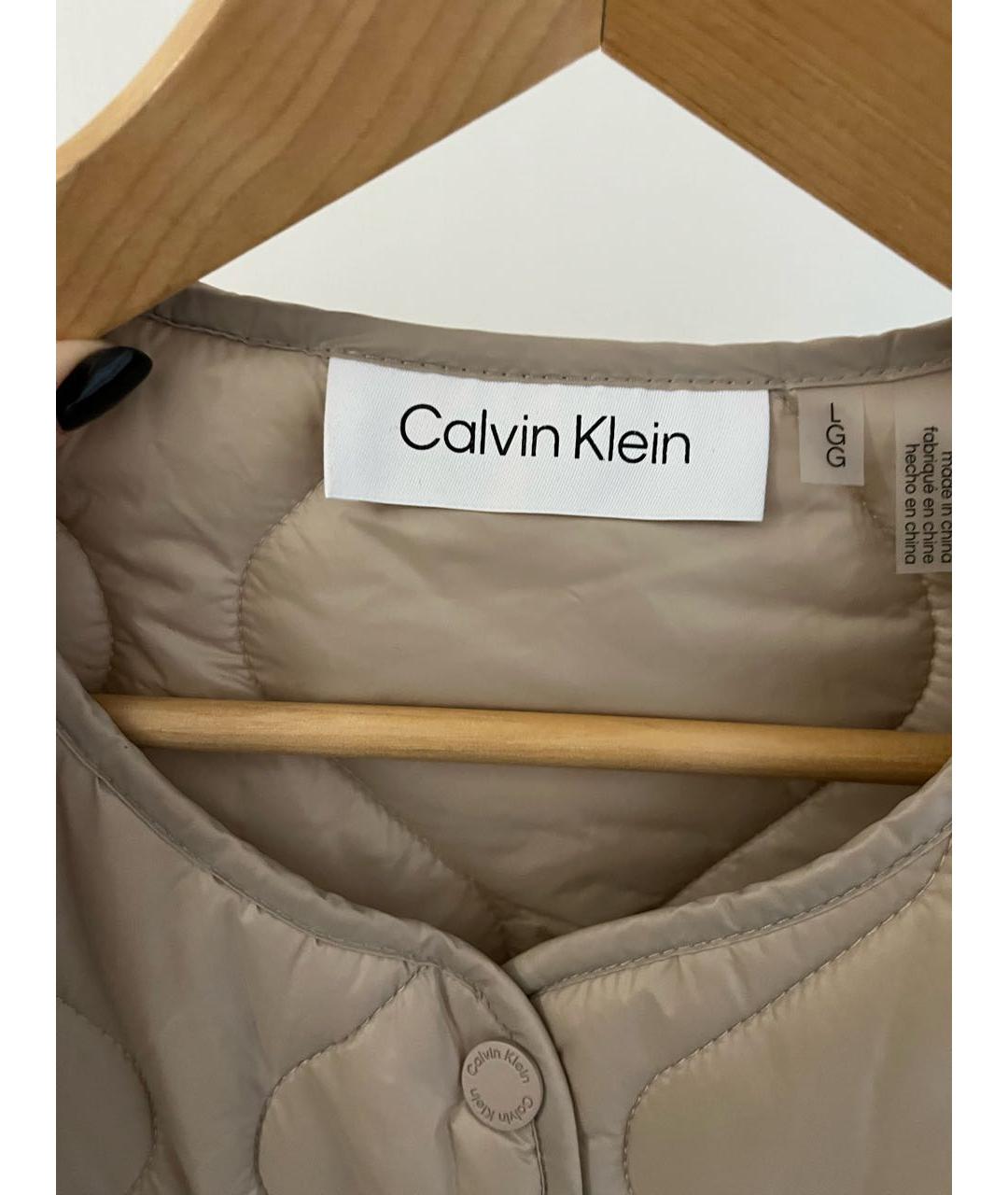 CALVIN KLEIN Бежевая полиэстеровая куртка, фото 3