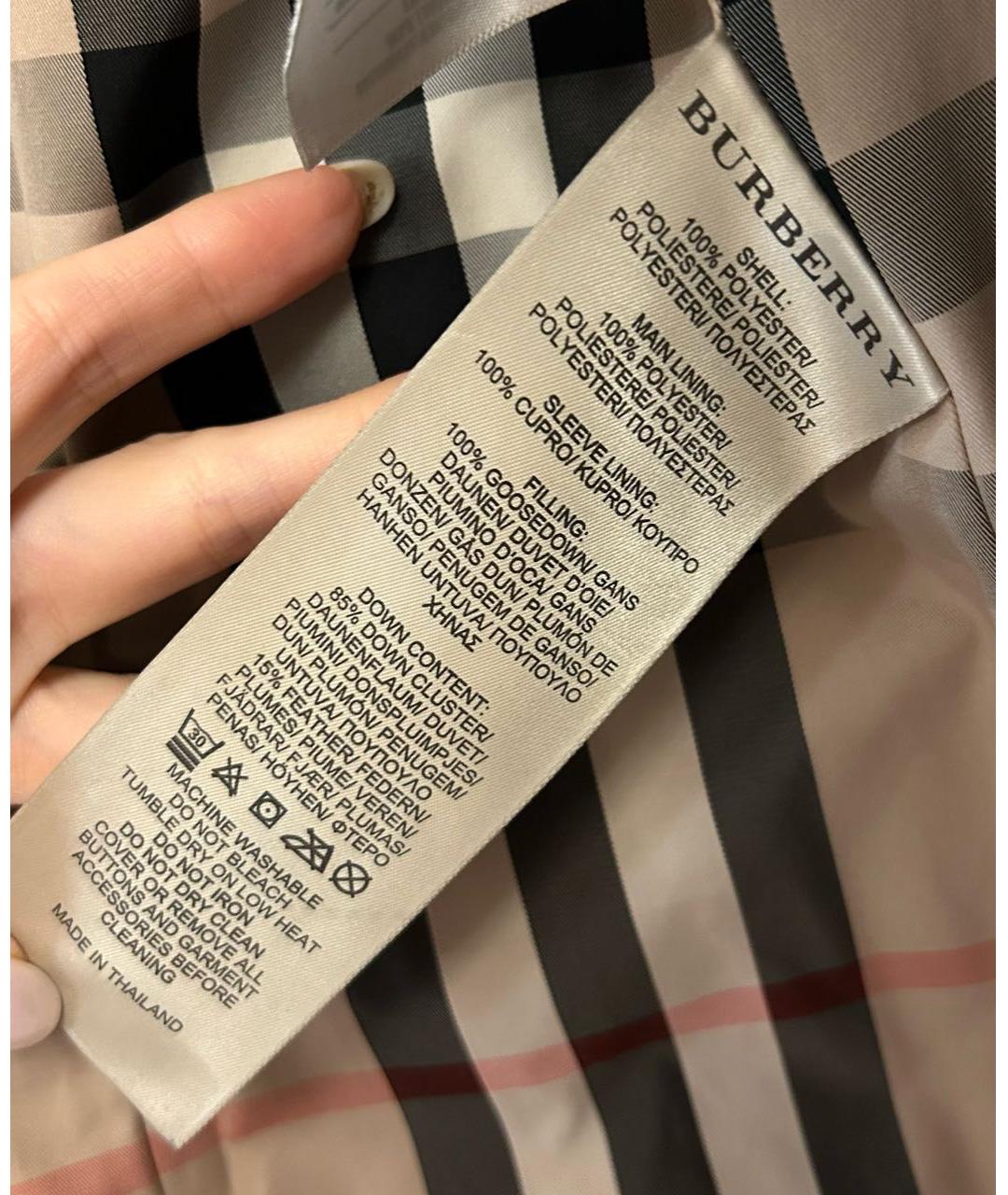 BURBERRY Хаки полиэстеровый пуховик, фото 4