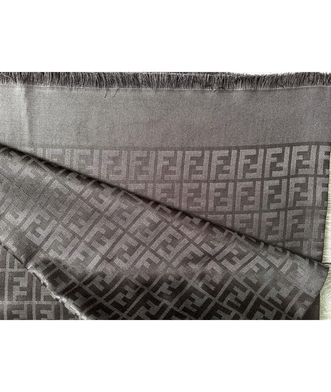 FENDI Коричневый шелковый платок, фото 8