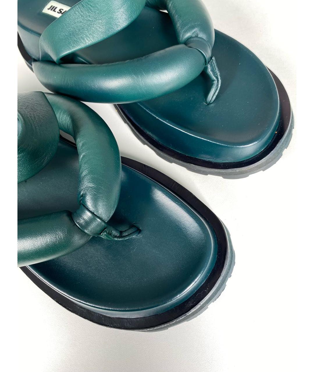 JIL SANDER Зеленые кожаные сандалии, фото 3