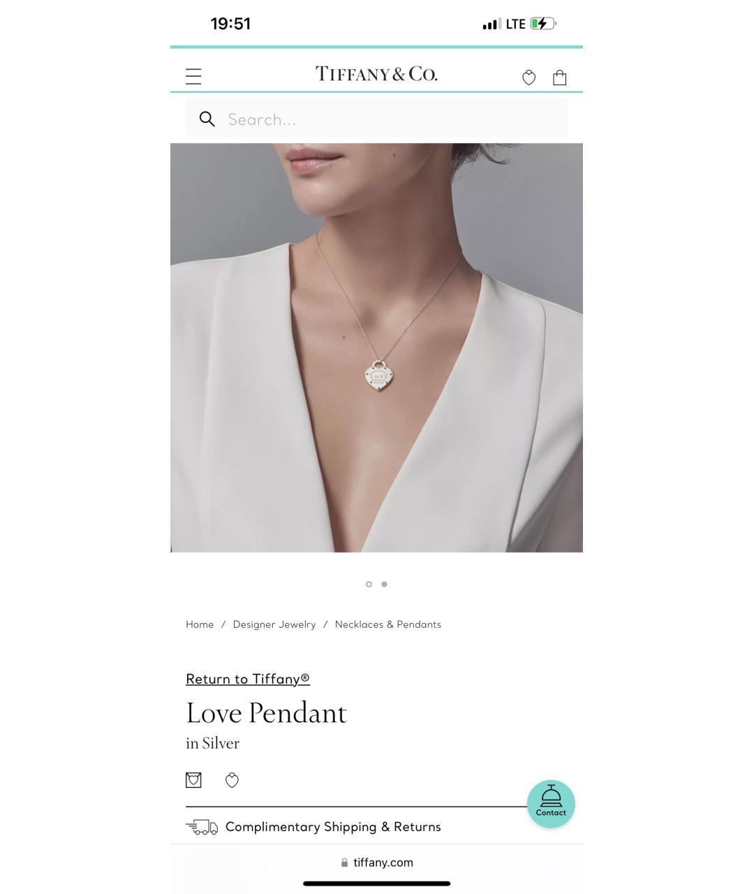 TIFFANY&CO Серебряная серебряная подвеска, фото 2