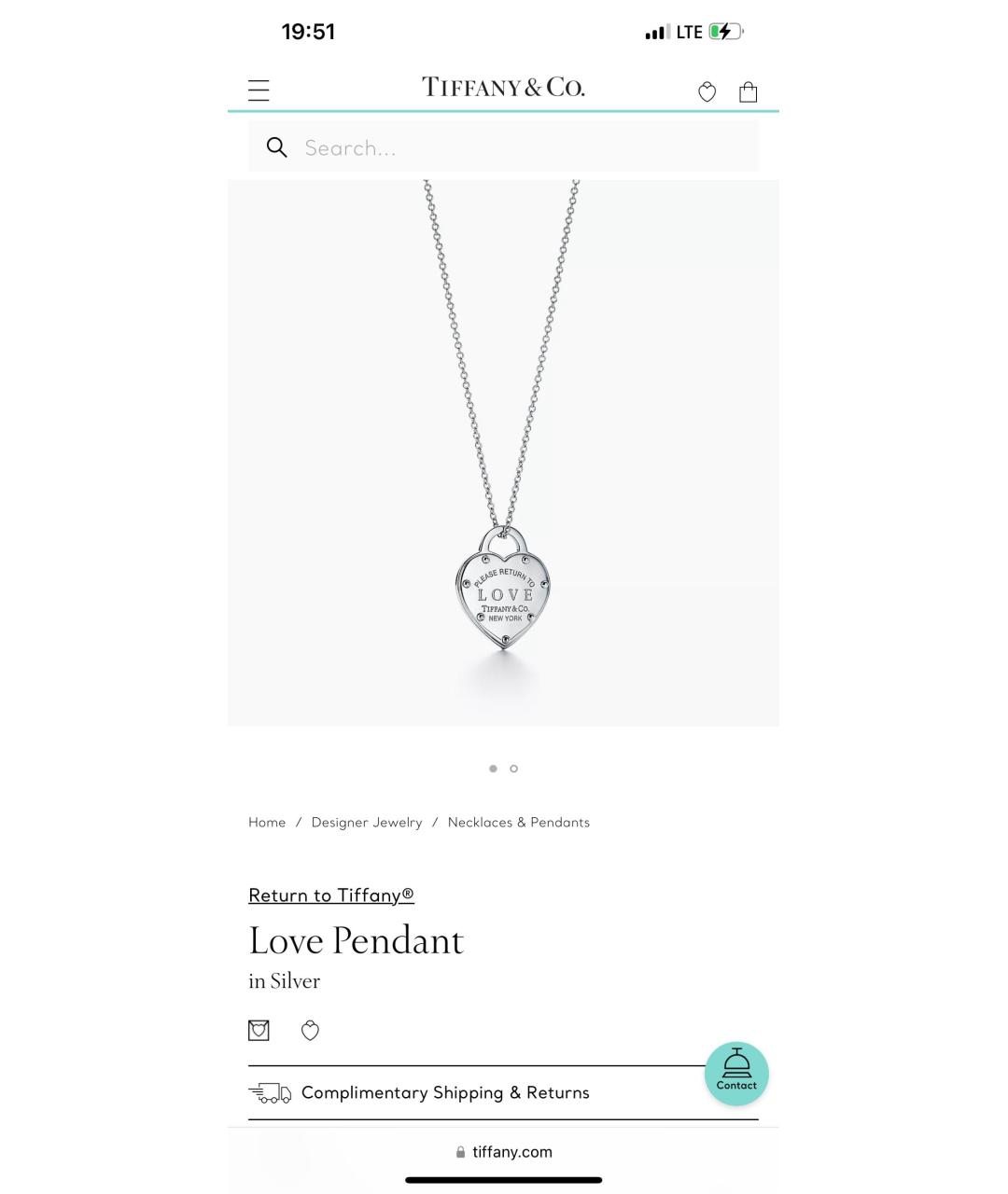 TIFFANY&CO Серебряная серебряная подвеска, фото 6