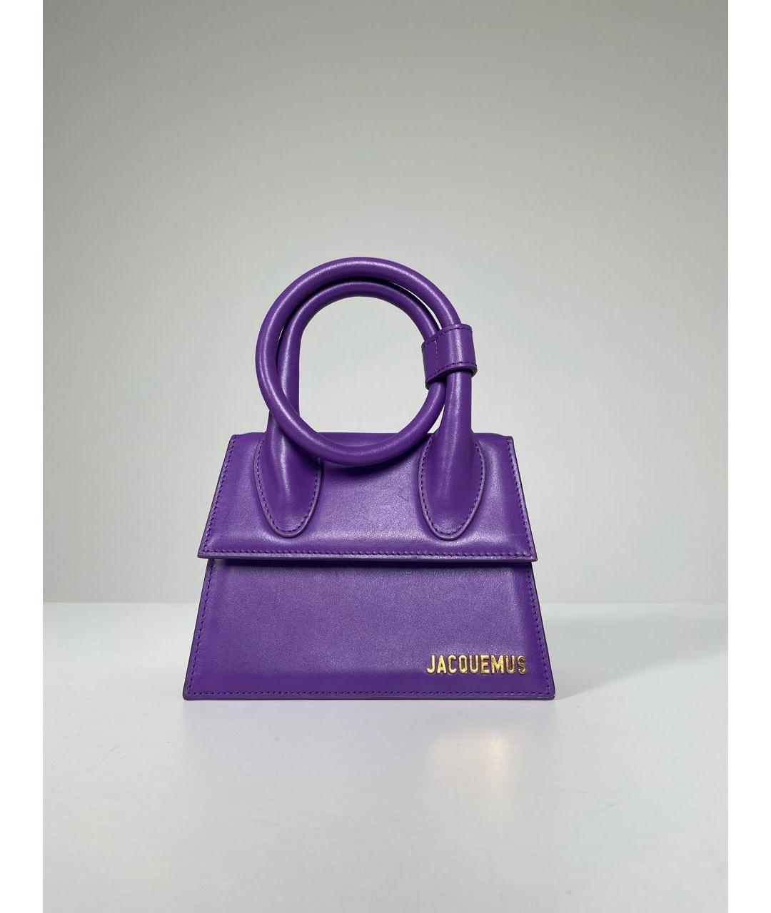 JACQUEMUS Фиолетовая кожаная сумка с короткими ручками, фото 9