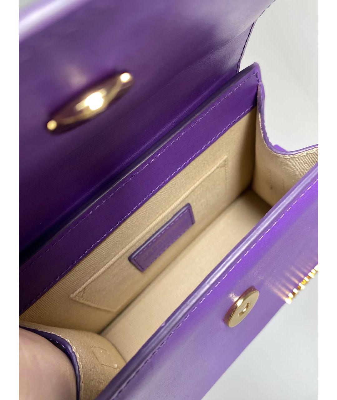 JACQUEMUS Фиолетовая кожаная сумка с короткими ручками, фото 6