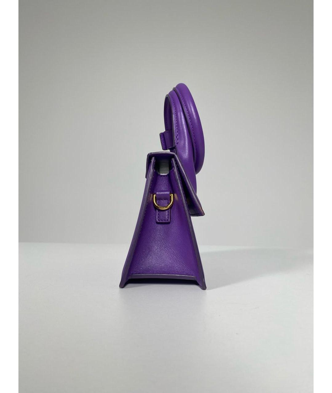 JACQUEMUS Фиолетовая кожаная сумка с короткими ручками, фото 3
