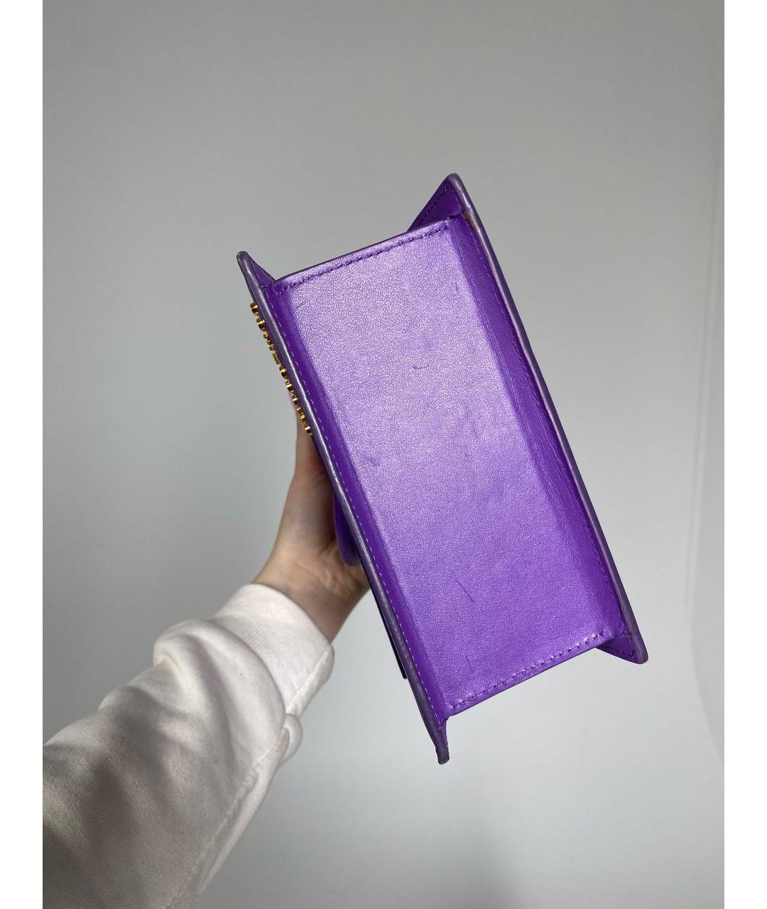 JACQUEMUS Фиолетовая кожаная сумка с короткими ручками, фото 8