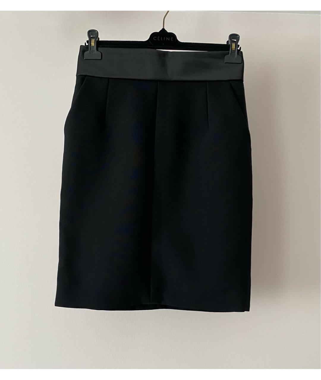 CELINE Черная шерстяная юбка мини, фото 6