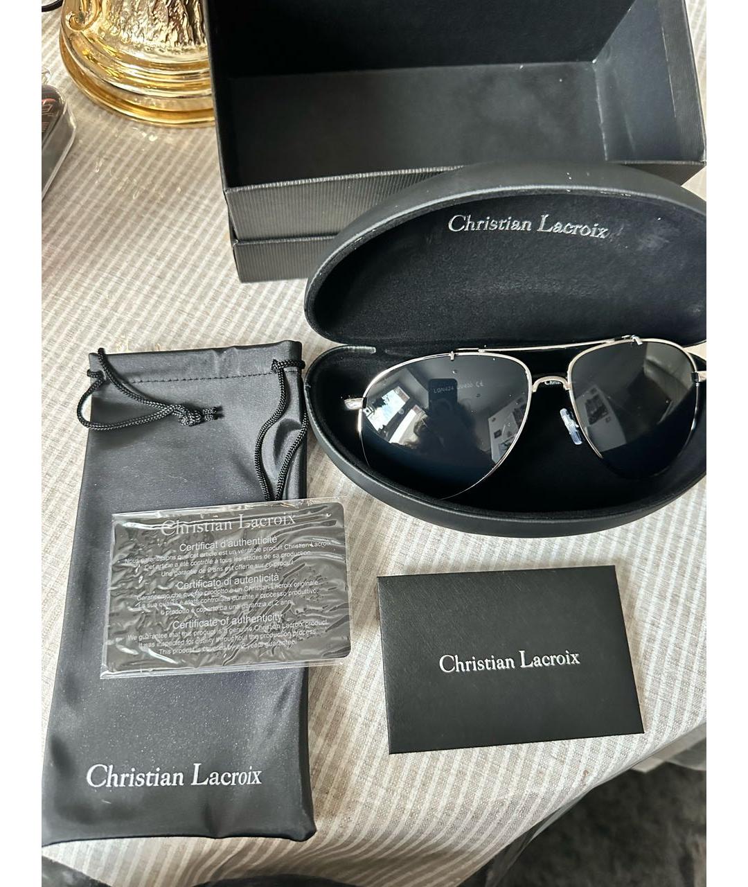 CHRISTIAN LACROIX Черные металлические солнцезащитные очки, фото 2