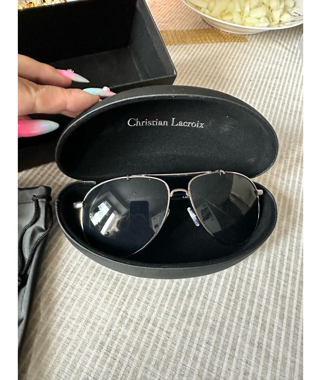 CHRISTIAN LACROIX Черные металлические солнцезащитные очки, фото 5