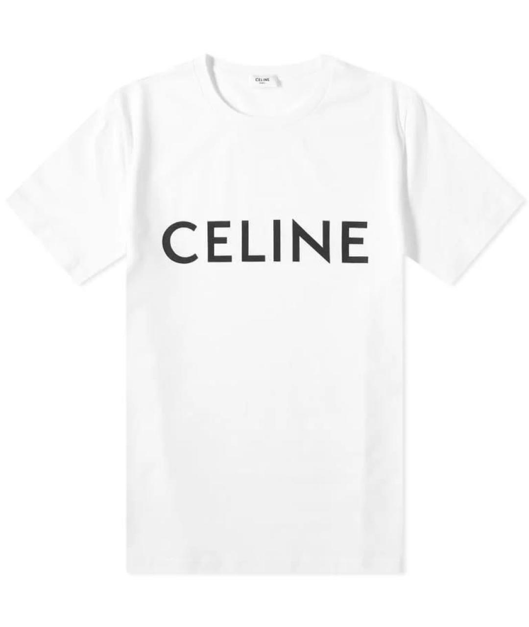 CELINE Белая хлопковая футболка, фото 4