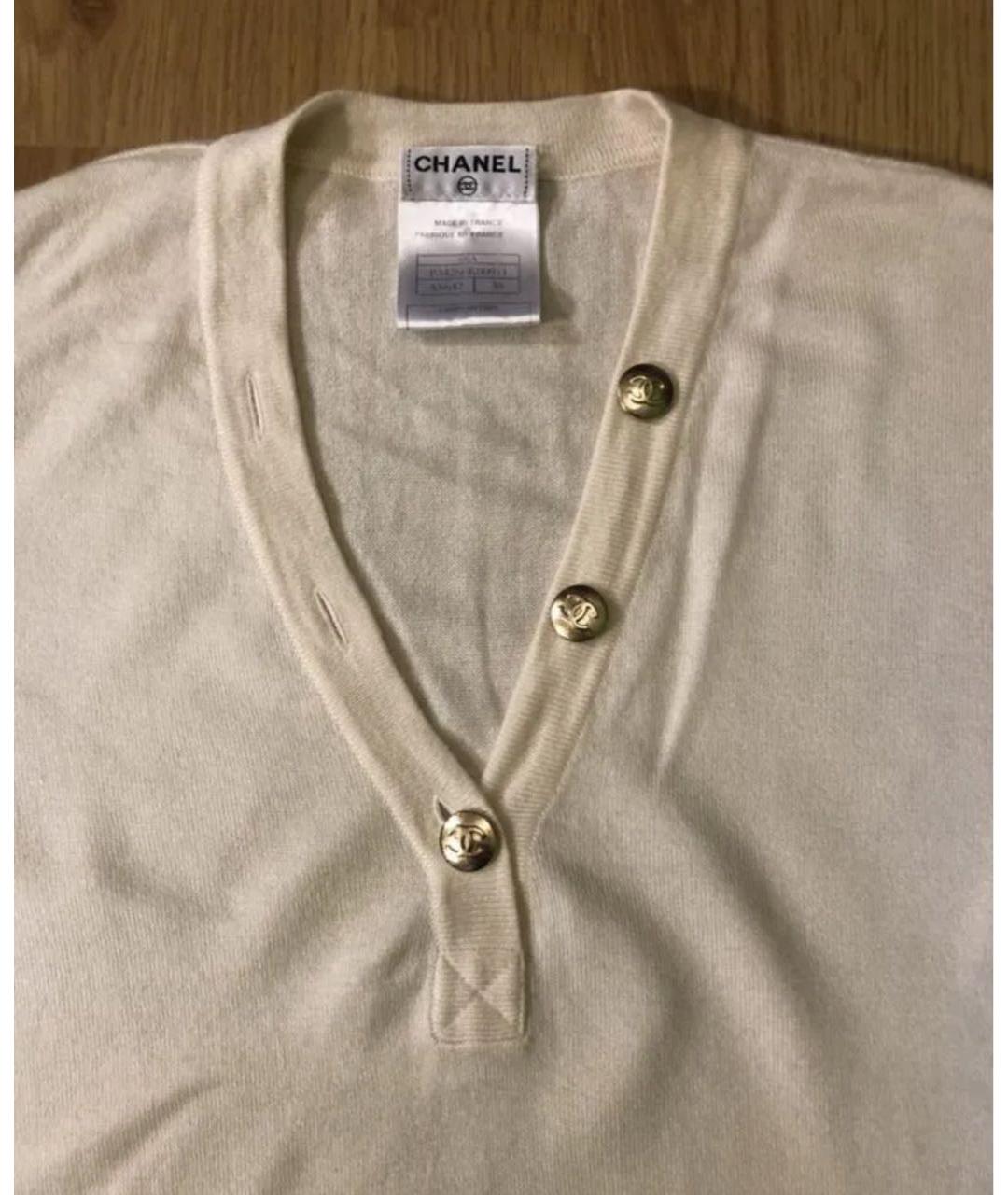 CHANEL Бежевый кашемировый джемпер / свитер, фото 6