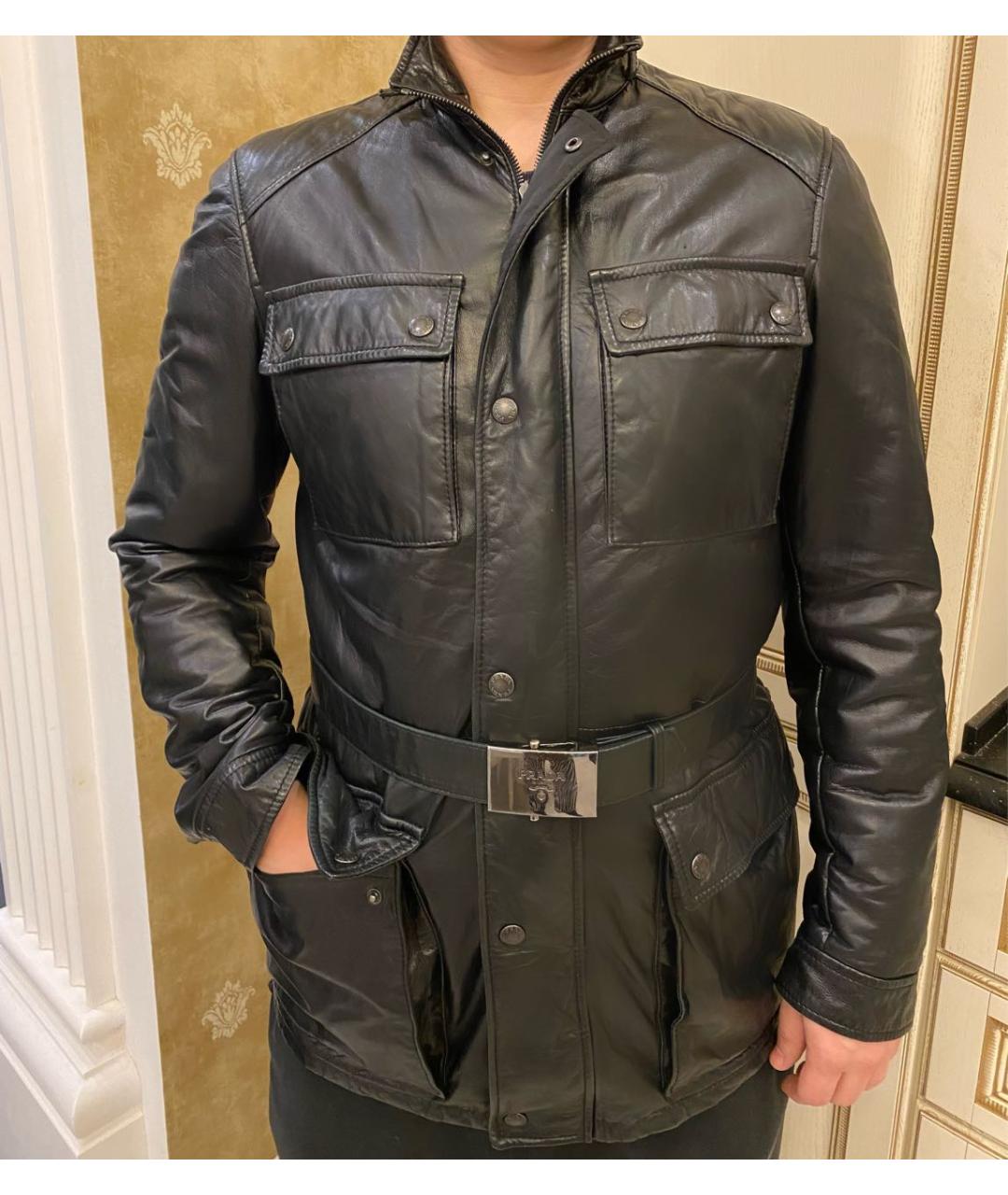 PRADA Черная кожаная куртка, фото 4