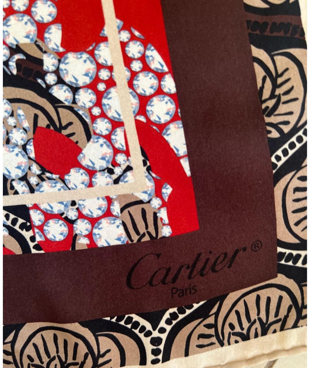 CARTIER Красный шелковый платок, фото 2