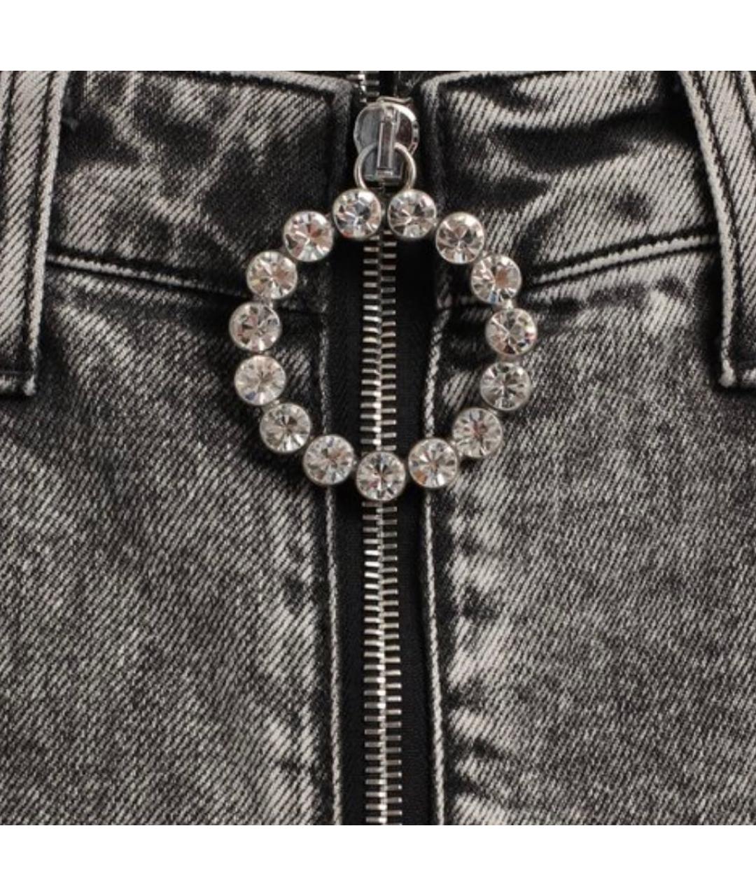 ALESSANDRA RICH Серые хлопко-эластановые джинсы слим, фото 4