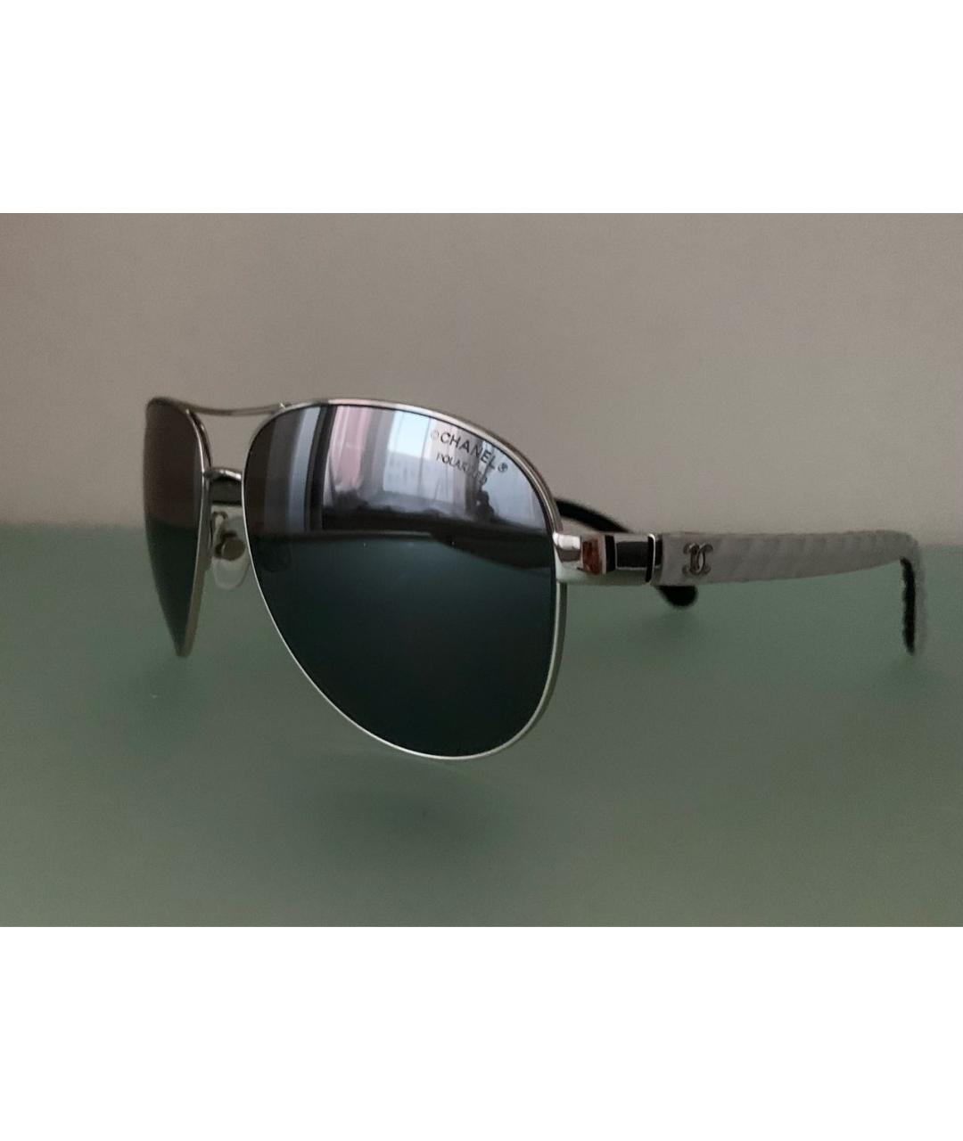 CHANEL Серебряные металлические солнцезащитные очки, фото 3