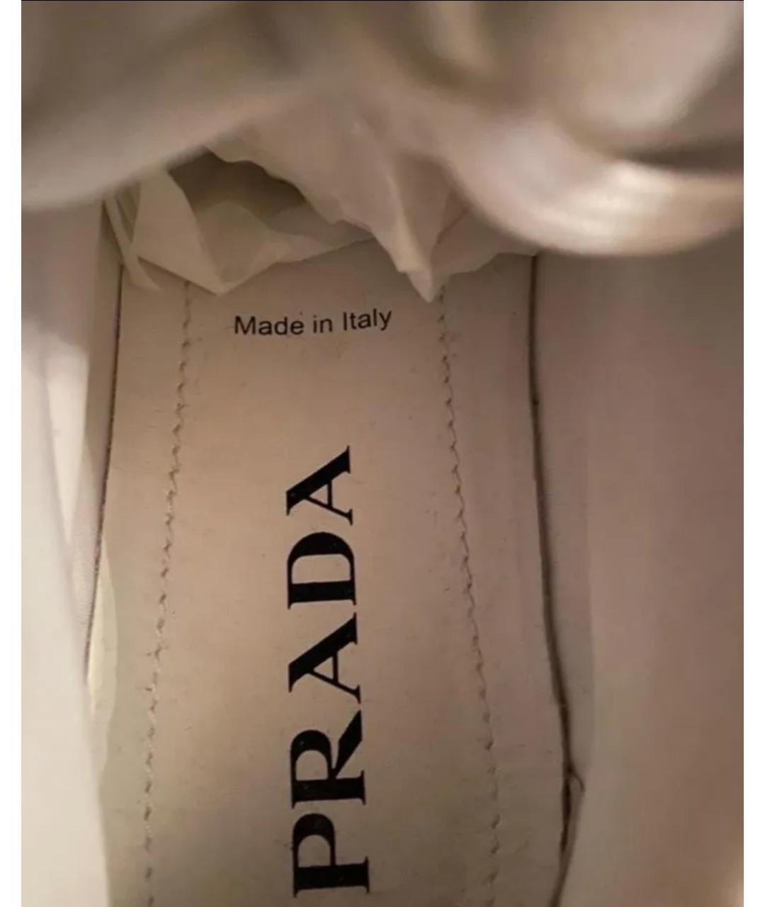 PRADA Белые текстильные кроссовки, фото 6