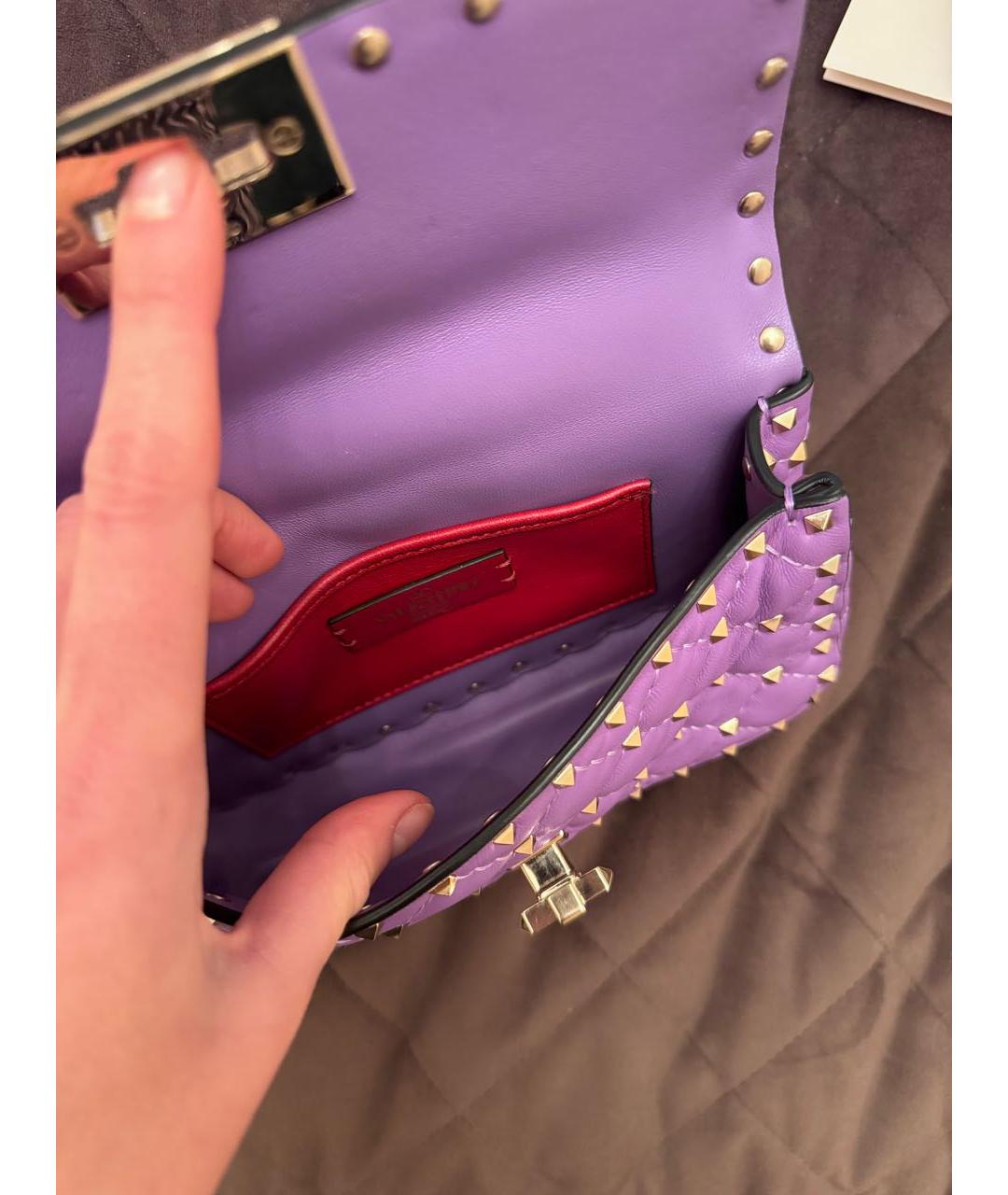 VALENTINO Фиолетовая кожаная сумка через плечо, фото 4