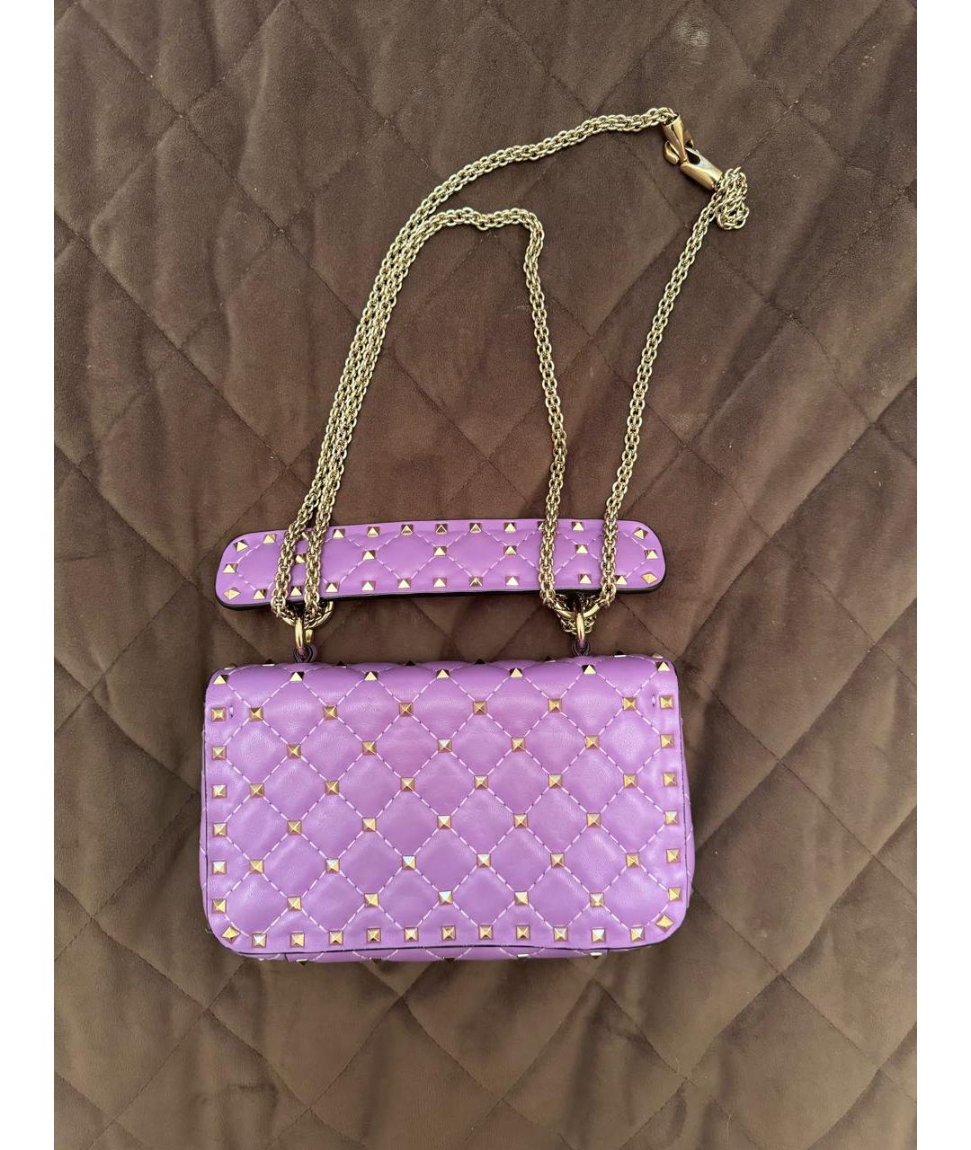 VALENTINO Фиолетовая кожаная сумка через плечо, фото 3