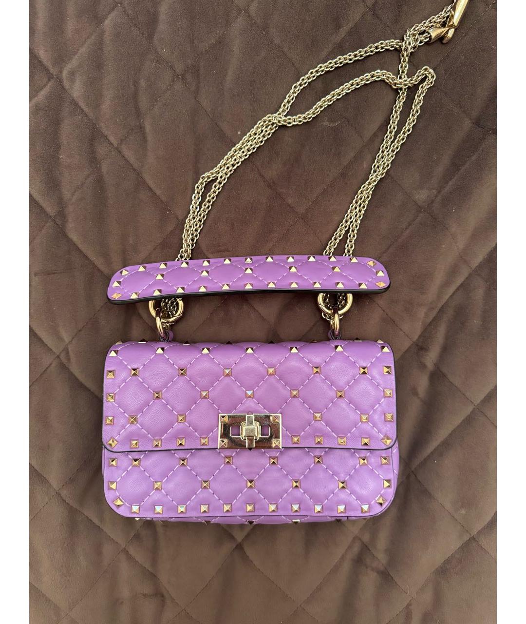 VALENTINO Фиолетовая кожаная сумка через плечо, фото 5