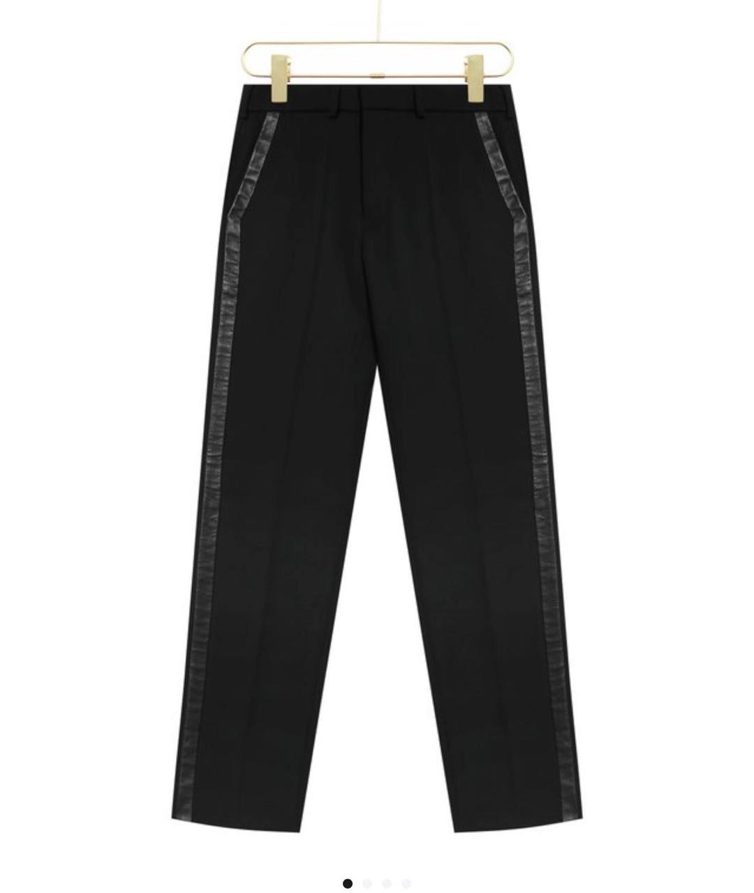 SAINT LAURENT Черные шерстяные прямые брюки, фото 4