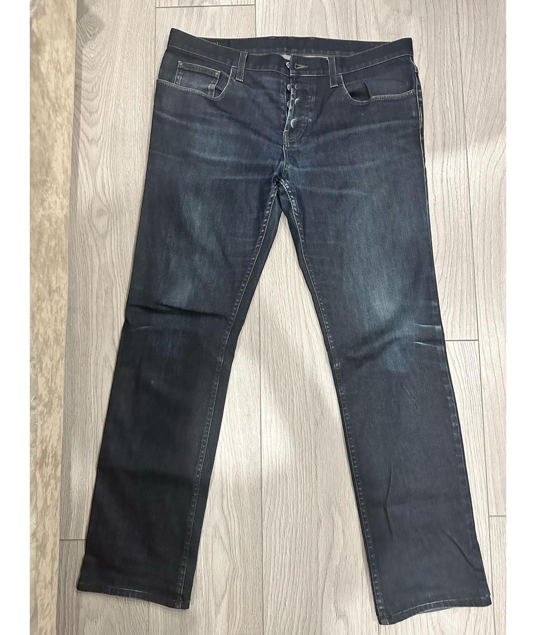 GUCCI Темно-синие хлопко-эластановые прямые джинсы, фото 2