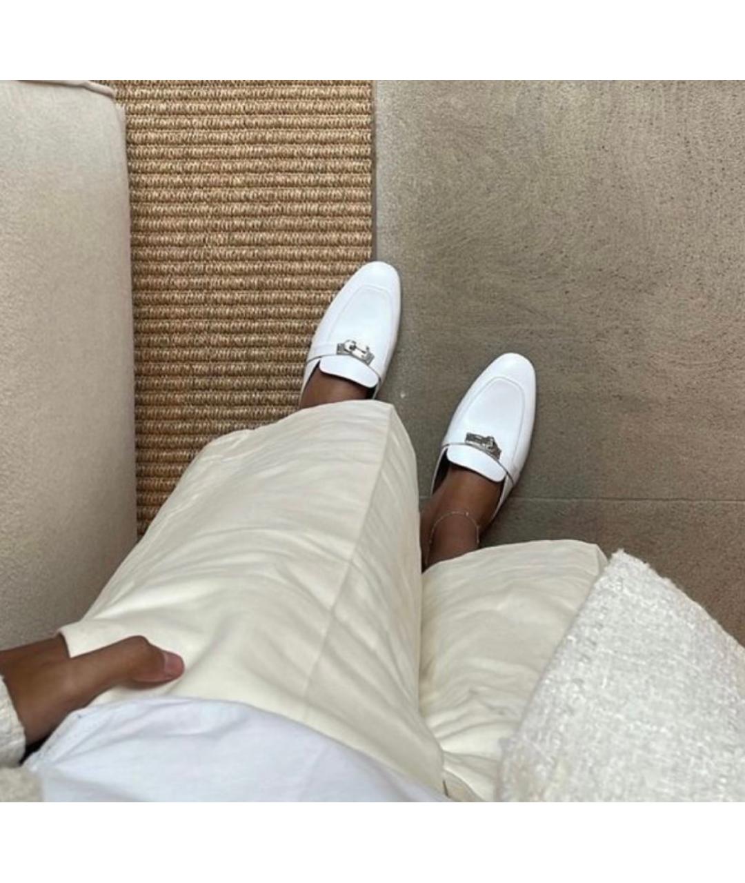 HERMES Белые кожаные мюли, фото 3